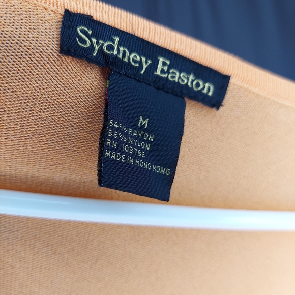 Sydney Easton Empire Knit Top Medium Square Neck Short Sleeve Orange Textured - Picture 8 of 14